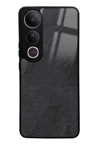 Spoyi Vivo V50 Lite Compatible Black Marble Design Glossy Phone Case