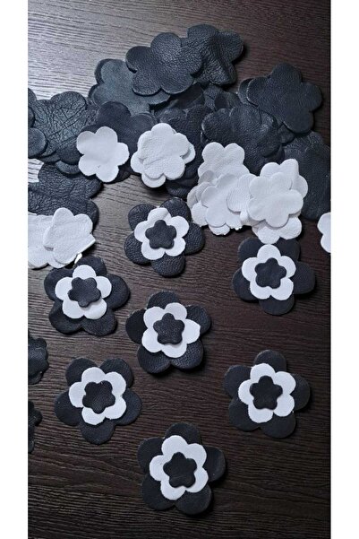 ELİS Hakiki (GERÇEK) Deri Çiçek Papatya Model 3 Boy Siyah-Beyaz 75 Adet