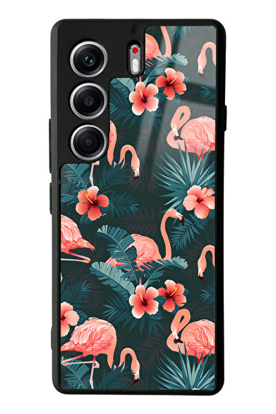 Spoyi Tecno Camon 40 Pro Compatible Flamingo Leaf Design Glossy Phone Case