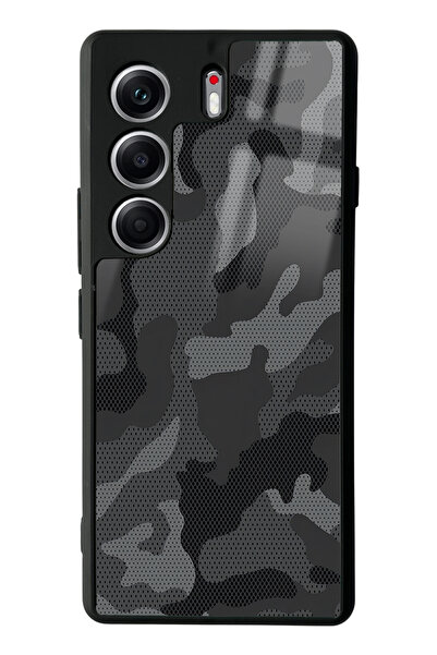 Spoyi Tecno Camon 40 Pro Compatible Black Camouflage Design Glossy Phone Case