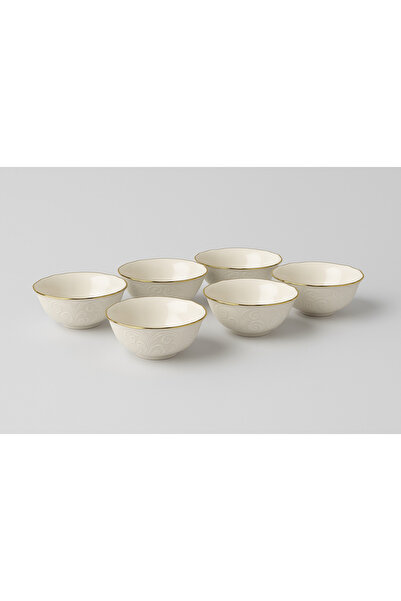 DOWRY STİL Silk Porcelain 6 Pieces Porcelain Snack Bowl Presentation Bowl 5 cm