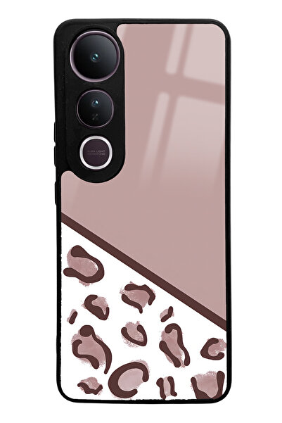 Spoyi Vivo V50 Lite Coffee Leopard Design Glossy Phone Case Compatible