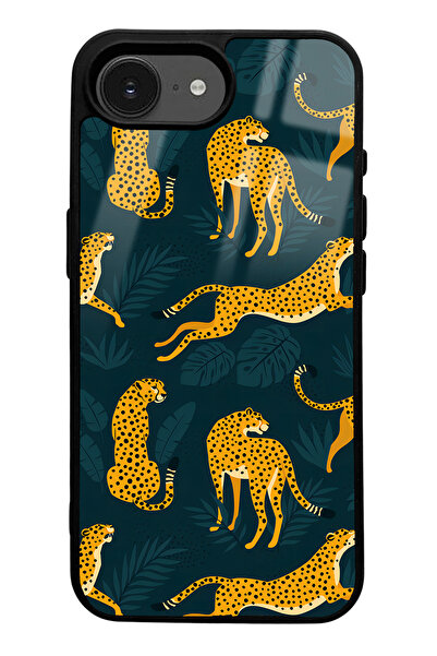 Spoyi iPhone 16E Compatible Leaf Leopard Design Glossy Phone Case