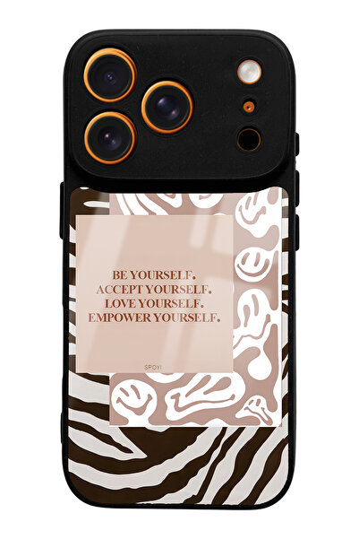 Spoyi 17 Pro Compatible Emoji Zebra Design Glossy Phone Case