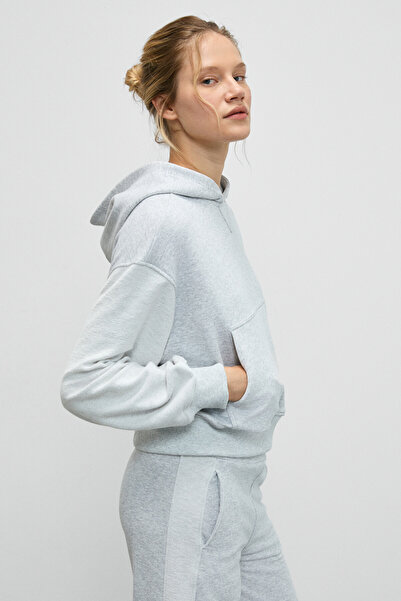 GRIMELANGE Tansy Women's Sleeves Are Made from the Reverse of the Fabric Hooded Relaxed Fit Grimelange Sweatshirt
