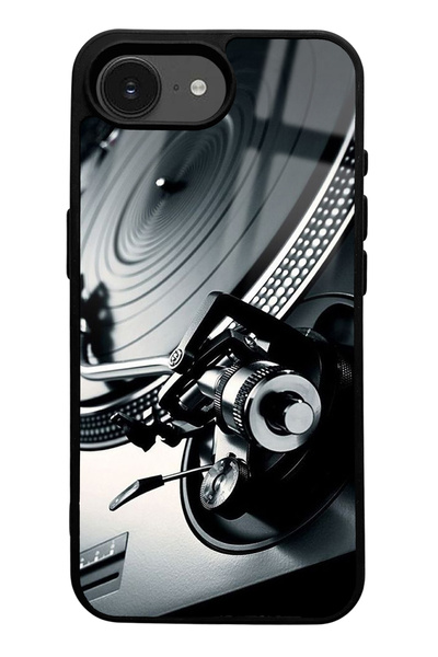 Spoyi Glossy Phone Case with Record Player Design Compatible with iPhone 16E