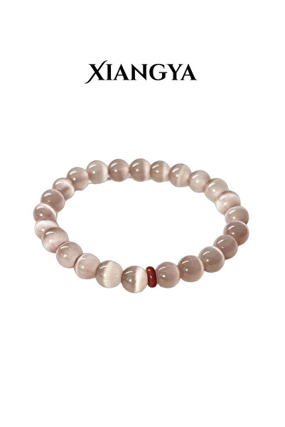 XIANGYA سوار من الخرز للسيدات - سوار عين القطة باللون الرمادي والأرجواني مع ل...