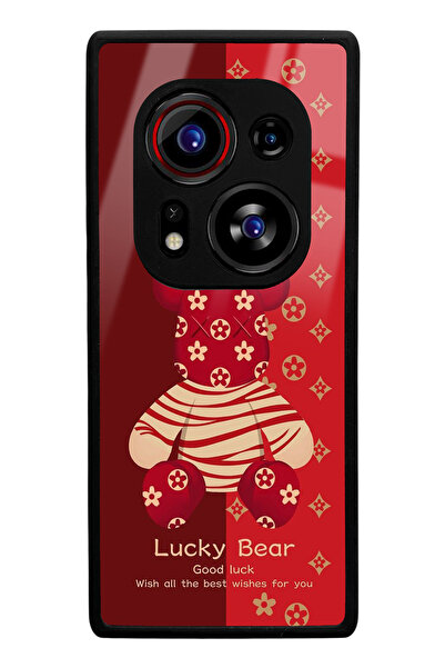 Spoyi Tecno Phantom X2 Pro Compatible Red Lucky Bear Designed Glossy Phone Case