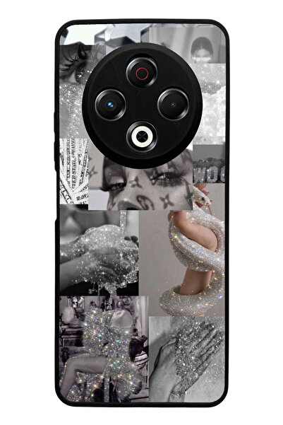 Spoyi Tecno Spark 30 Compatible Glossy Phone Case with Silver Sticker Design