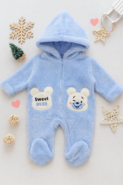 Arı Bebe Baby Boy Fleece Welsoft Romper with Teddy Bear