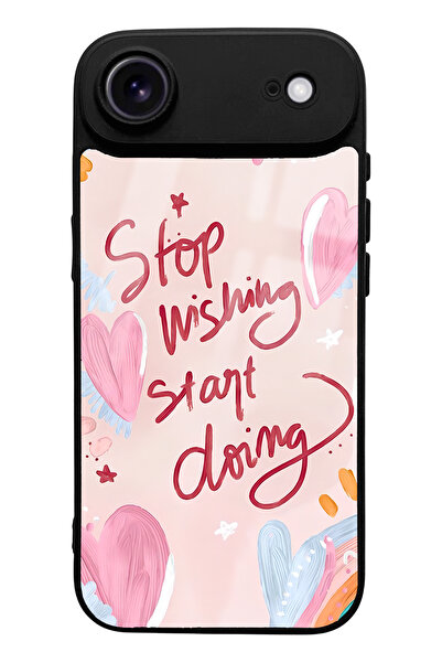 Spoyi iPhone 17 Air Pink Motto Design Glossy Phone Case Compatible