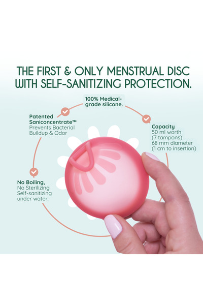 FemiEko Disc menstrual universal sigur – reutilizabil – cu tehnologie SaniConcentrate™, 50 ml
