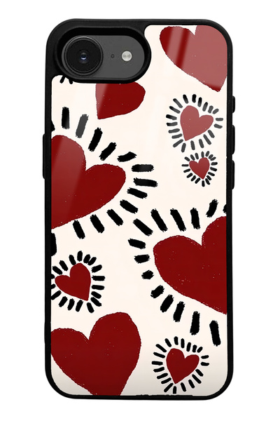 Spoyi iPhone 16E Brush Heart Design Glossy Phone Case Compatible
