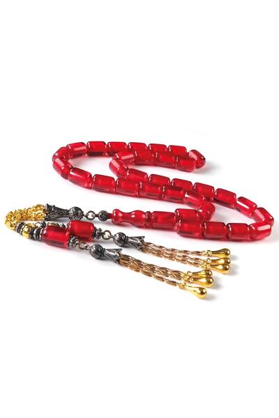 TESBİHCİBABA Large Size Capsule Can Red Fire Amber Prayer Beads