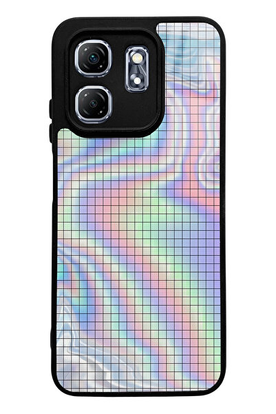 Spoyi Infinix Hot 50I Compatible Neon Checkerboard Design Glossy Phone Case