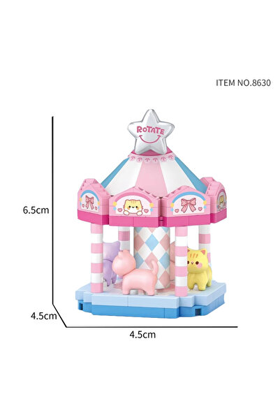 ATABY Loz Moving Amusement Park Series Micro Blocks - Carousel 180 Pieces Ages 10+ - Amusement Park Model