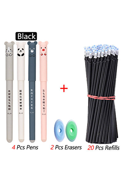 Choice Black 26 Pcs A 4+2+20 Pcs/Set Kawaii Erasable Gel Pens 0.35mm Waterpro...