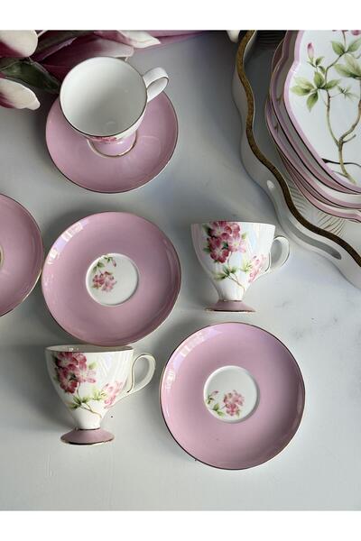 ROSSEV Türk Kahve Fincanı Veronica Blossom 6 Kişilik 12 Parça