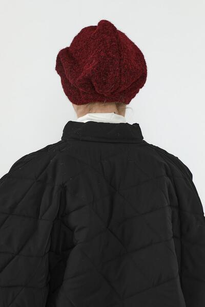 Aisha's Design Pleated Winter Furry Cashmere Women's Bonnet,B-98Tk,Burgundy