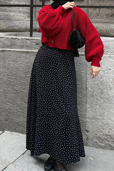 Ceylan Otantik Black Polka Dot Detailed Skirt