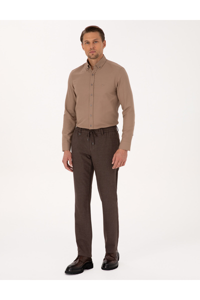 Pierre Cardin Açık Kahverengi Slim Fit Kumaş Pantolon 50311807-VR002