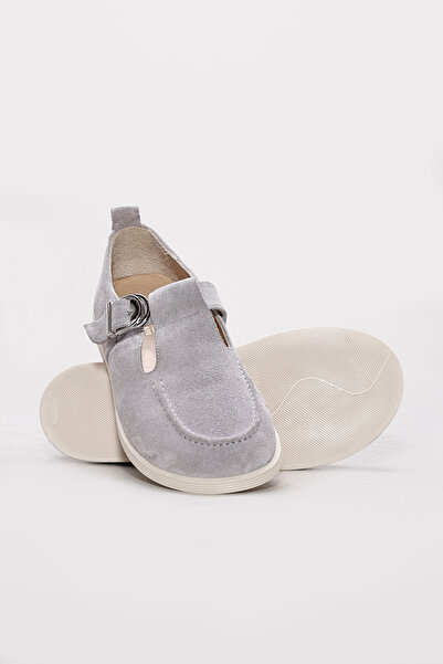 Ayakkabıhane Genuine Suede Leather Inside and Out Gray Women's Casual Daily Shoes Ah08210261184