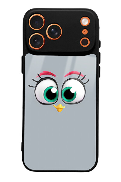 Spoyi Glossy Phone Case for iPhone 17 Pro Max Grey Angry Birds Design