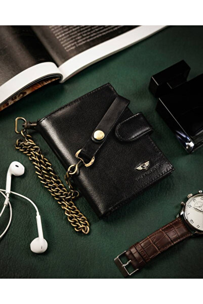 Other Medium-sized men's wallet made of genuine leather with a chain - Peterson