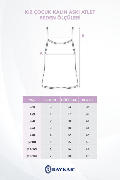 BAYKAR Girl's Cotton Thin Strap Plain Classic Undershirt 2-Pack 4200 White