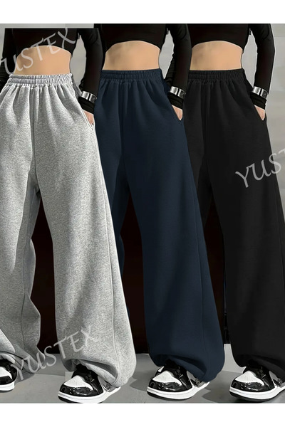 LAUSRA مبطن بالصوف بدلة رياضية شتوية نسائية مكونة من 3 قطع باللون الأسود + ال...