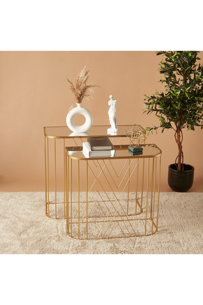 Lifestyle Rectangular 2-Piece Mirror Top Console Table Set