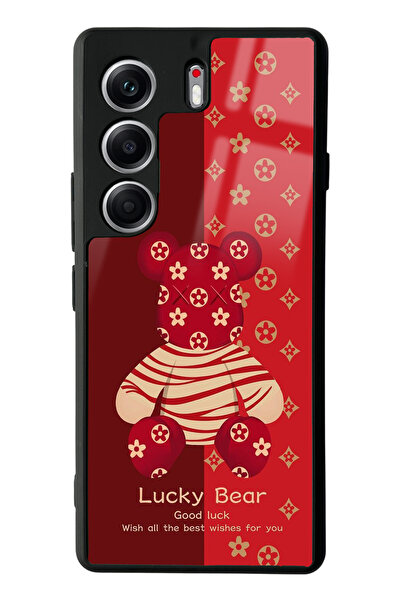 Spoyi Tecno Camon 40 Pro Compatible Red Lucky Bear Design Glossy Phone Case