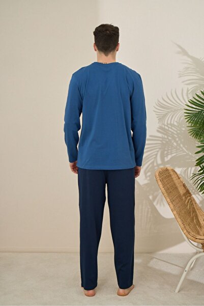 FORMO Чоловічий 100% бавовняний комплект піжами з довгими рукавами та принтом