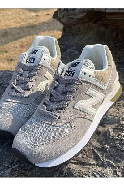 New Balance 574 Low Top Colorblock Sneakers Light Gray/White
