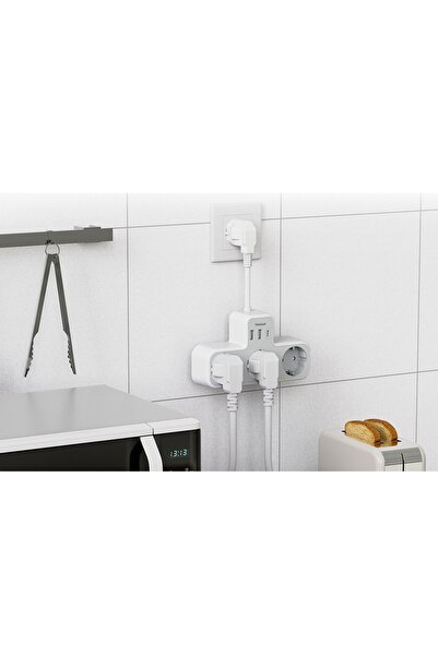 TESSAN TS-323X-C Power Strip, 3 Outlets, 2 USB-A & 1 USB-C Ports, 15cm Cable, White