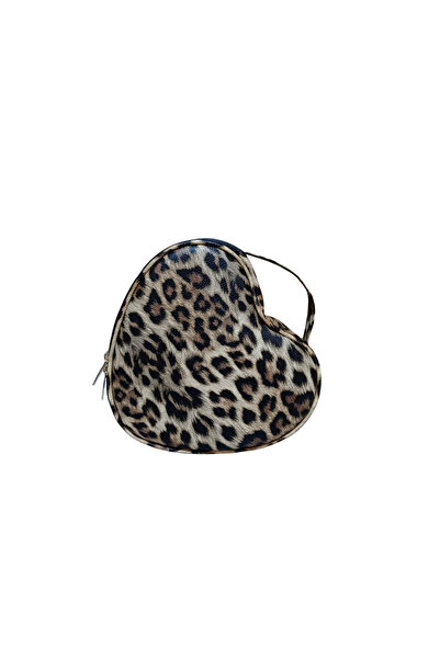 Maykis Leopard Printed Heart Makeup Bag