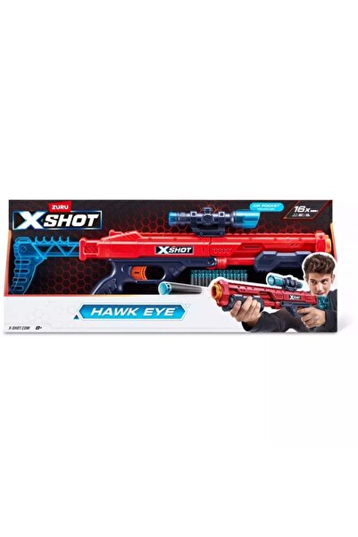 X-Shot Toy gun, Excel Hawk Eye blaster, with scope, 16 projectiles