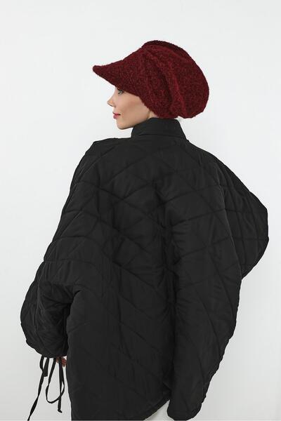 Aisha's Design Winter Visor Women's Furry Cashmere Hat, B-73Tk, Burgundy