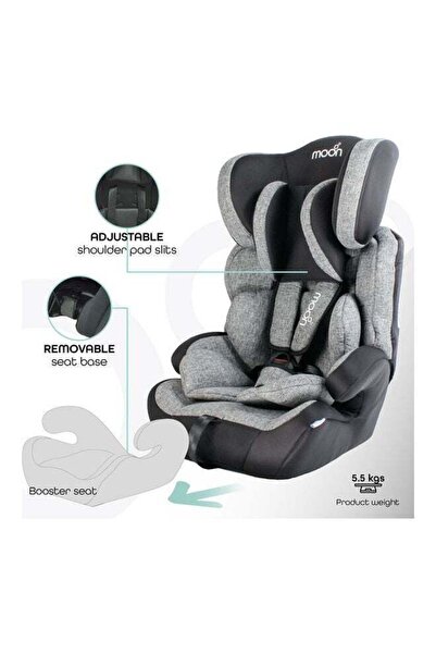 Moon Tolo Car Seat – Group 1/2/3, Adjustable 9M–11Y, Slate Grey