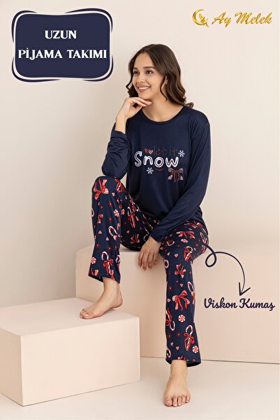 AYMELEK Women's Pajama Set Cotton Crew Neck Sleepwear