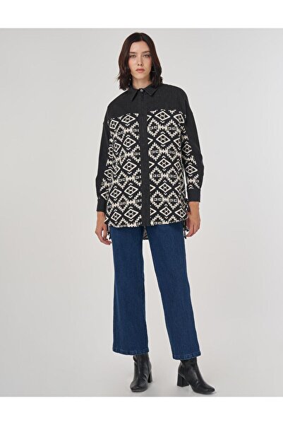 Kayra Ethnic Patterned Blouse Black 71001