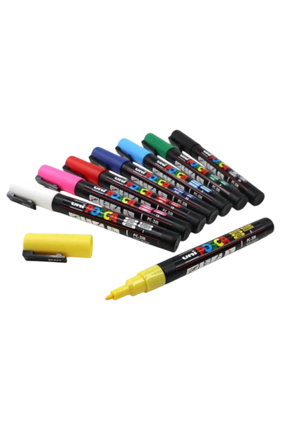 UNİ-BALL Uniball Posca (1.8-2.5) Water-Based Painting Marker Primary Colors Set of 8 (N) (Uni-Pc-5M)/ 8C Set