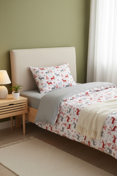 milroma Red Mini Hearts Double Faced Cotton Comfort Set