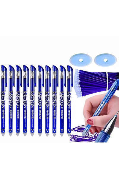 zola Set of 12 write-erase pens and 20 refills, 2 erasers, writing thickness 0.5 mm, blue