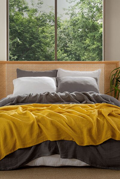 MYLASA HOME Muslin Bedspread Ultra Soft High Quality 4 Layers Muslin Pike (Double Size (240X320 cm)