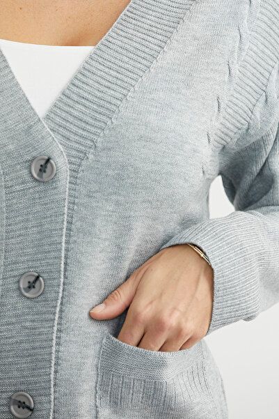 Sementa Oversized Pocket Knitwear Cardigan - Gray