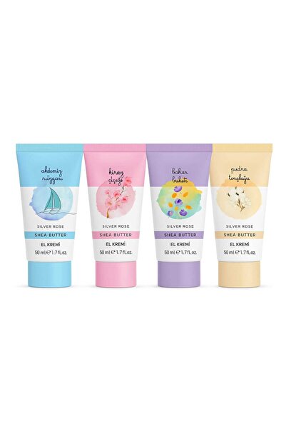 Silver Rose 4'lü El Kremi Seti Pudra Tazeliği & Bahar Buketi & Kiraz Çiçeği & Akdeniz Rüyası