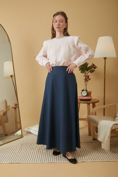 ZÜLAYS Poplin Etek Lacivert