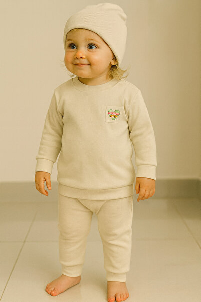 SANTRALBEBE Girl's Ribbed Knit Hat Set