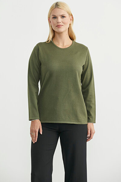 Sementa Round Neck Long Basic Knit Sweater - Green